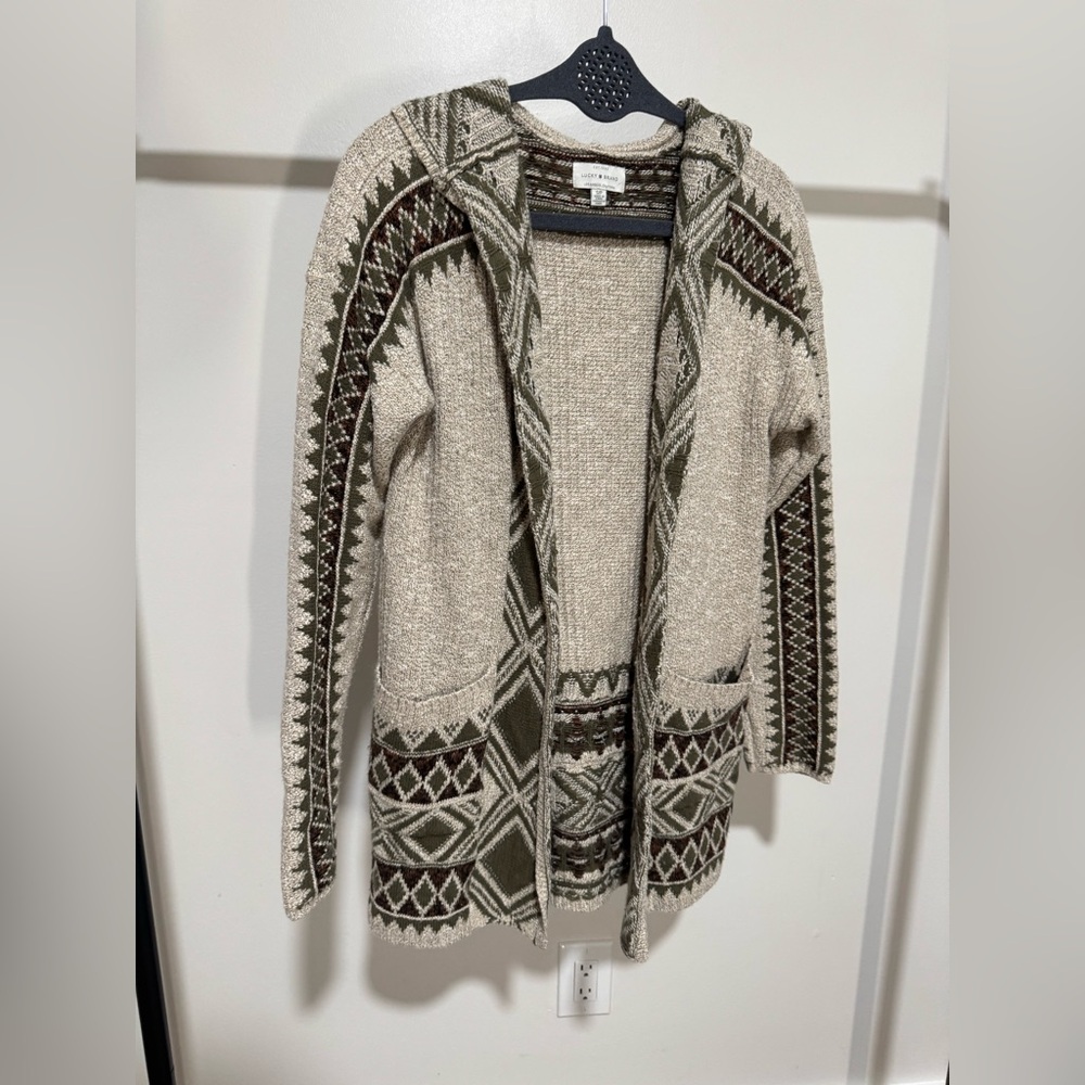 Lucky Brand Beige and Green Cardigan